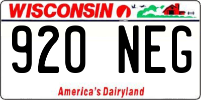 WI license plate 920NEG