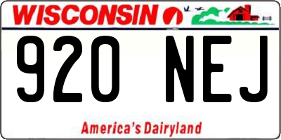 WI license plate 920NEJ