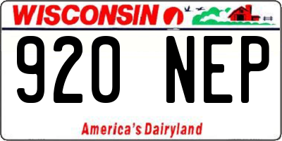 WI license plate 920NEP