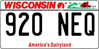 WI license plate 920NEQ