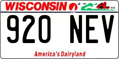 WI license plate 920NEV