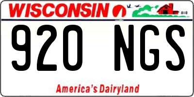 WI license plate 920NGS