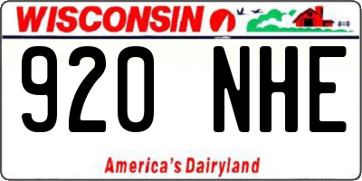 WI license plate 920NHE