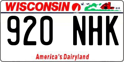 WI license plate 920NHK