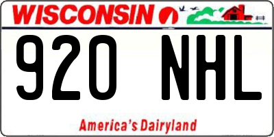 WI license plate 920NHL