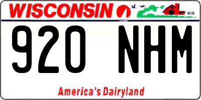 WI license plate 920NHM