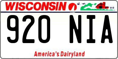 WI license plate 920NIA