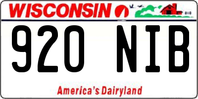 WI license plate 920NIB