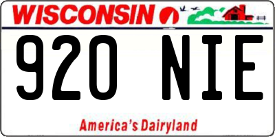 WI license plate 920NIE