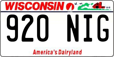 WI license plate 920NIG