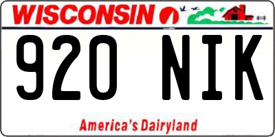 WI license plate 920NIK