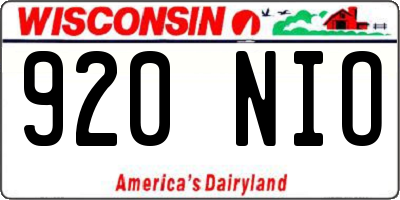 WI license plate 920NIO