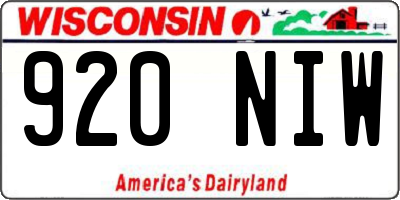 WI license plate 920NIW