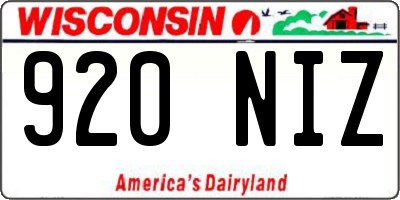 WI license plate 920NIZ