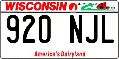 WI license plate 920NJL