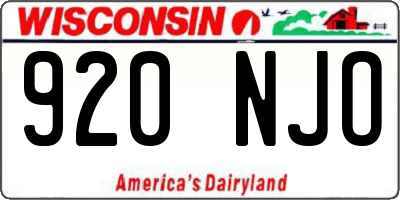 WI license plate 920NJO