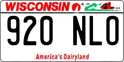WI license plate 920NLO