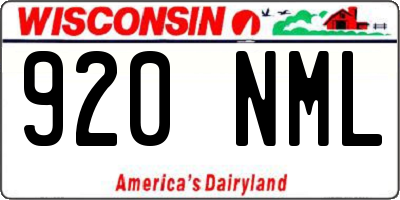 WI license plate 920NML