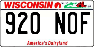 WI license plate 920NOF