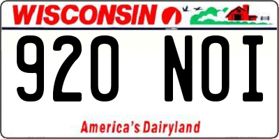 WI license plate 920NOI