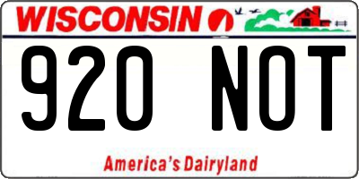 WI license plate 920NOT