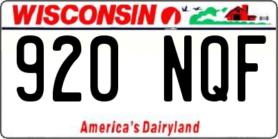 WI license plate 920NQF