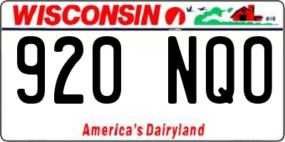 WI license plate 920NQO