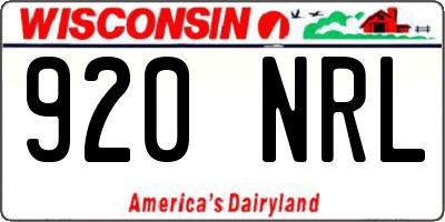 WI license plate 920NRL