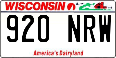 WI license plate 920NRW