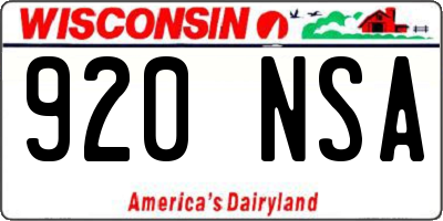 WI license plate 920NSA