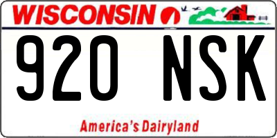 WI license plate 920NSK