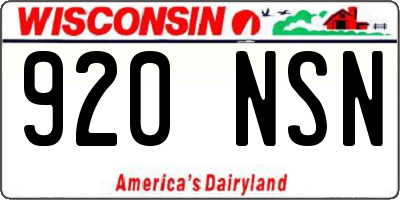 WI license plate 920NSN