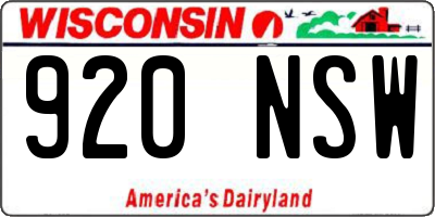 WI license plate 920NSW