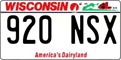 WI license plate 920NSX