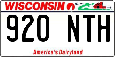WI license plate 920NTH