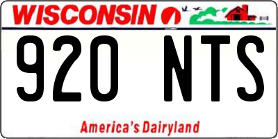 WI license plate 920NTS