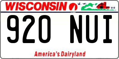 WI license plate 920NUI