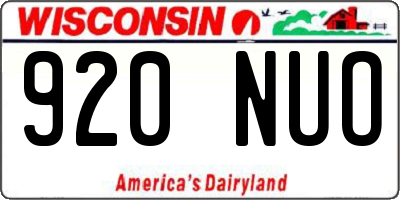 WI license plate 920NUO