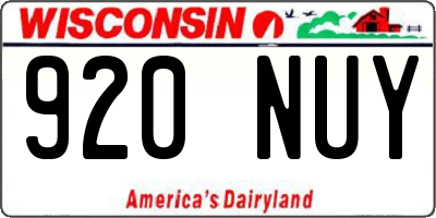 WI license plate 920NUY