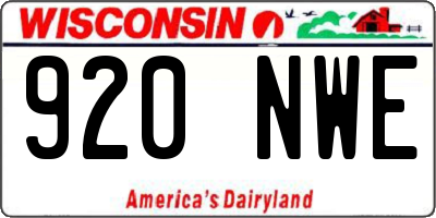 WI license plate 920NWE