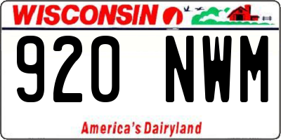 WI license plate 920NWM