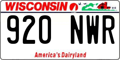 WI license plate 920NWR