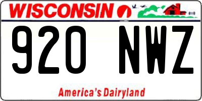 WI license plate 920NWZ
