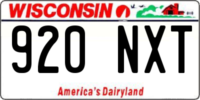 WI license plate 920NXT
