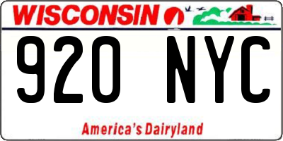 WI license plate 920NYC