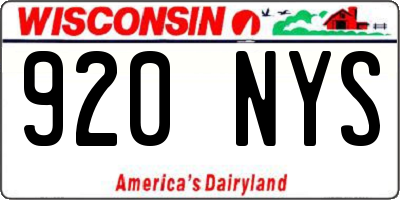 WI license plate 920NYS