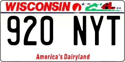 WI license plate 920NYT