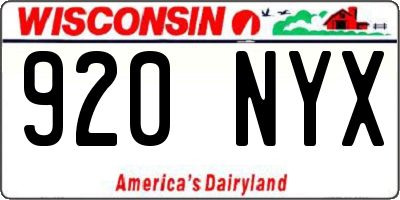 WI license plate 920NYX