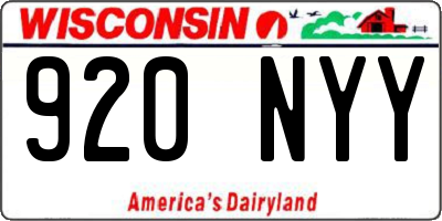 WI license plate 920NYY