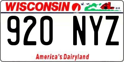 WI license plate 920NYZ